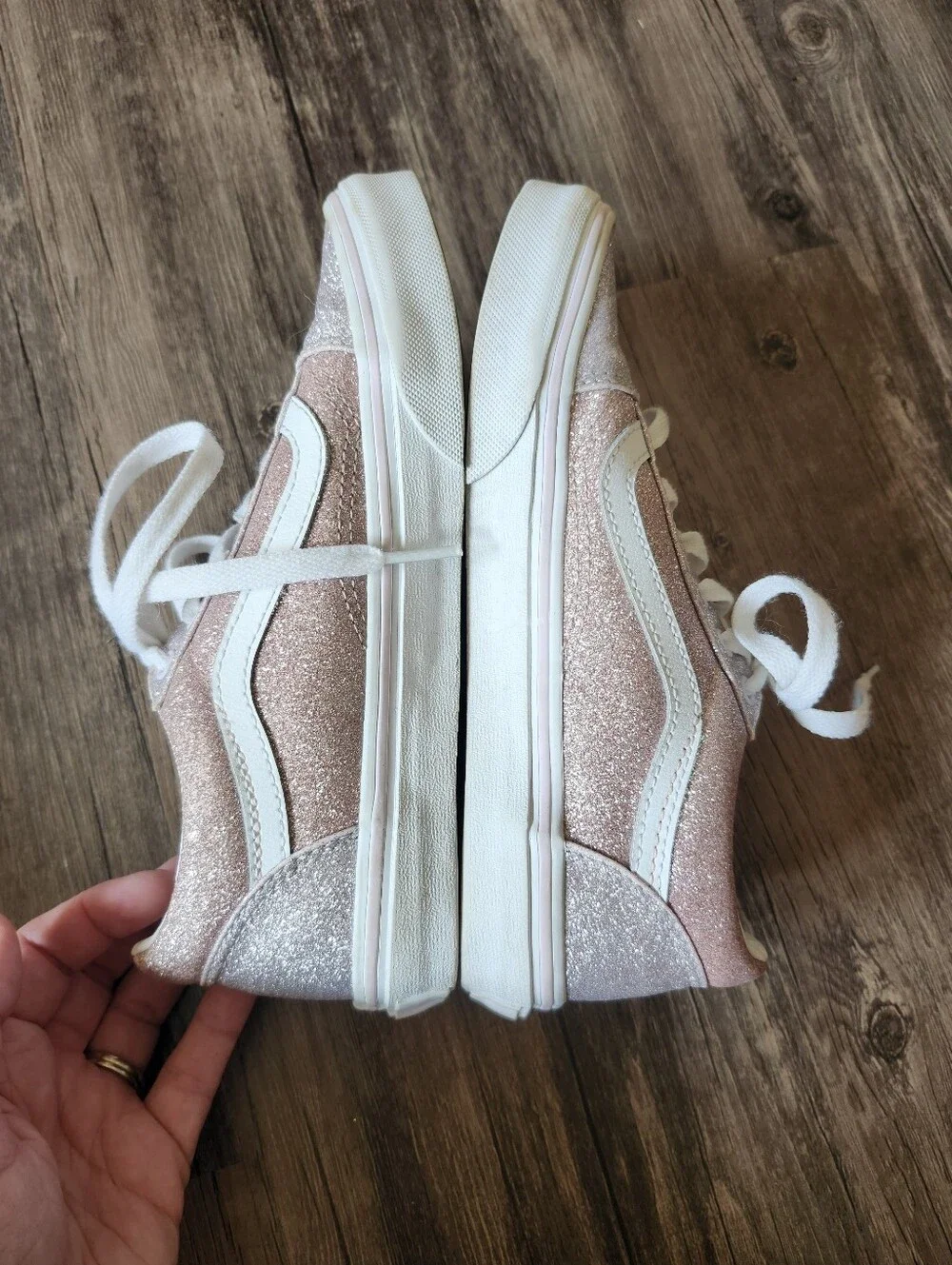 Vans Old Skool Two Toned Glitter Sparkle Pink Low Top Skate Sneakers